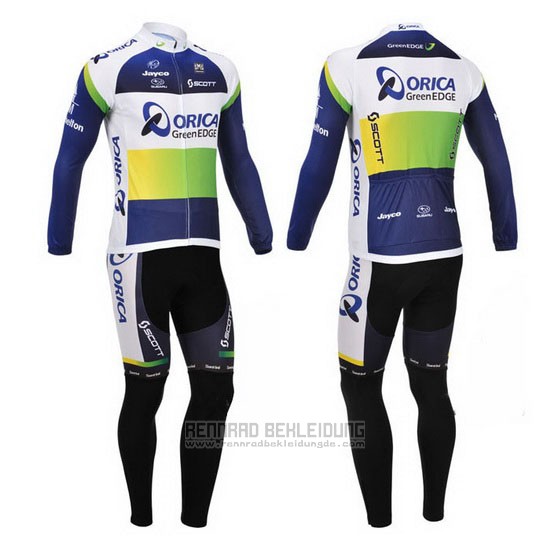 2013 Fahrradbekleidung Orica GreenEDGE Blau Trikot Langarm und Tragerhose - zum Schließen ins Bild klicken